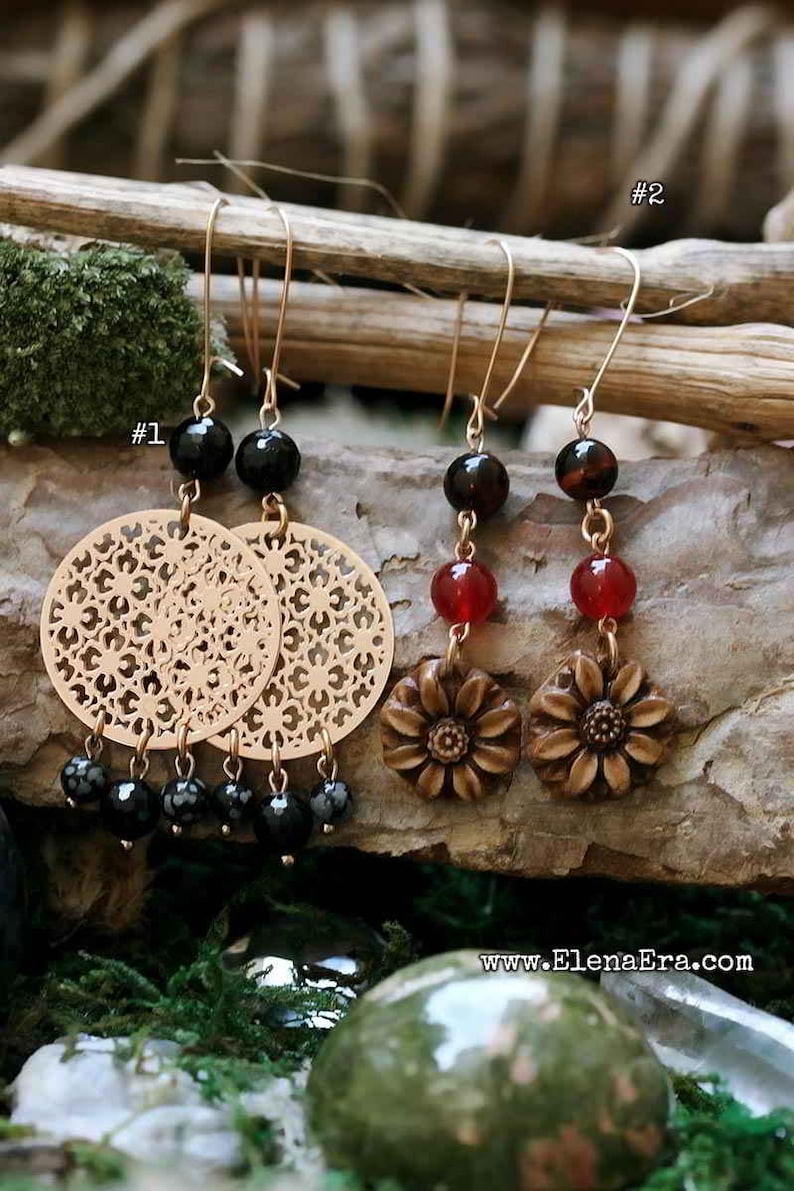 Hippy Earrings Bohemian Earrings Leaf Earrings 2 Sets of Spirit Earrings Crystal Earrings Gypsy Earrings Wild Woman Earrings