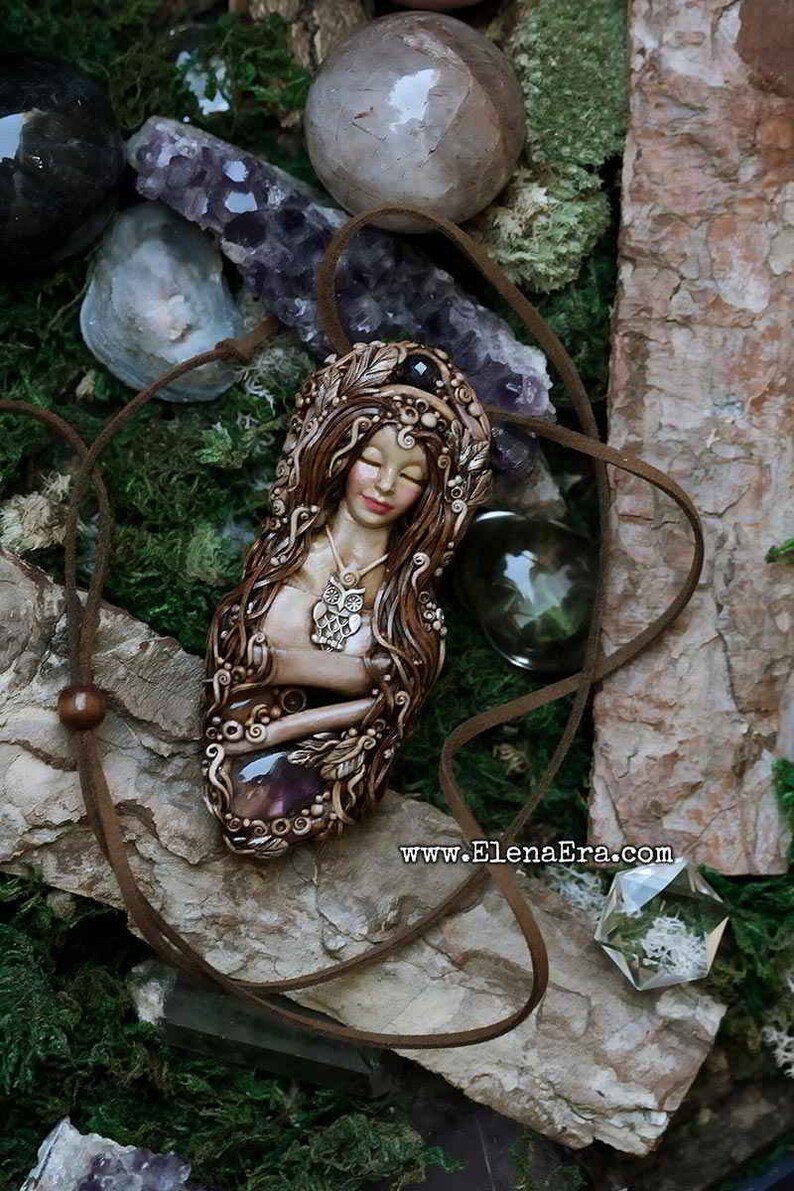 Healing Jewelry Spiritual Jewelry Boho Jewelry Spirit Jewelry Boho Necklace Spiritual Necklace Wisdom Goddess Polymer Clay Jewelry
