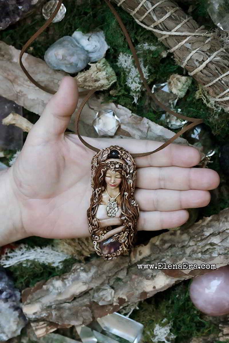 Healing Jewelry Spiritual Jewelry Boho Jewelry Spirit Jewelry Boho Necklace Spiritual Necklace Wisdom Goddess Polymer Clay Jewelry