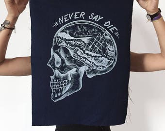 toppa teschio, toppa in cotone, stampata in serigrafia, toppa dei goonies , toppa blu, toppa per giacca, toppa per giubbotto jeans