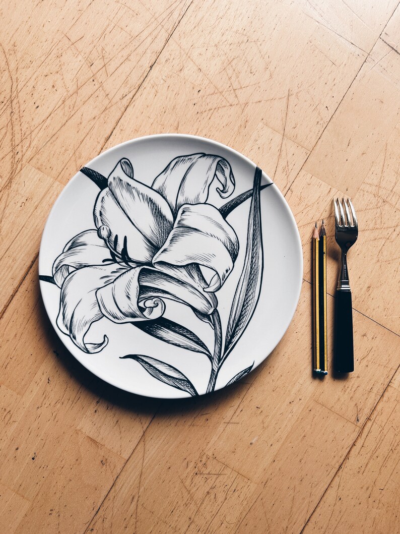 Decorative Plates, Botanical Illustration, Porcelain, 28cm zdjęcie 2