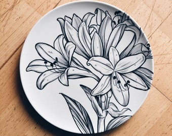 Decorative Plates, Botanical Illustration, Porcelain, 28cm