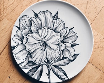 Decorative Plates, Botanical Illustration, Porcelain, 28cm