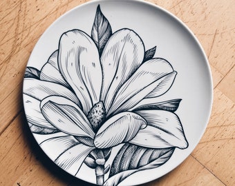 Decorative Plates, Botanical Illustration, Porcelain, 28cm