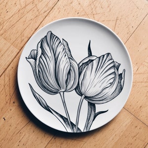 Decorative Plates, Botanical Illustration, Porcelain, 28cm image 1