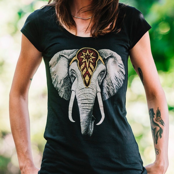 women's t-shirt, ELEPHANT tshirt for woman, vintage circus shirt, boho chic, gipsy clothing, elephant shirt, elephant t-shirt, steampunk tee