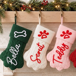 Personalized Christmans Stockings, Paw Holiday Stockings,  Cat Dog Gifts, Knitted Pet Decor