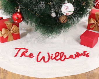 Personalized Christmas Tree Skirt,  Family Tree Skirt Name, Holiday Decor