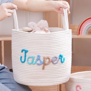 Personalized Baby Basket · Custom Newborn Name Baby Gift · Baby Shower Gift Basket · Cotton Rope Basket · Boy Girl Knitting Storage baskets