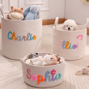 Personalized Baby Basket · Custom Newborn Name Baby Gift · Baby Shower Gift Basket · Cotton Rope Basket · Boy Girl Knitting Storage baskets