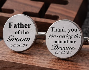 Father of the Groom Cufflinks Dad Father of the Groom Gifts Tie Bar Mens Classic Stainless Steel Cufflinks Cuff links Business Wedding Gifts