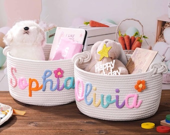 Baby Shower Gift Basket, Personalized Basket, baby Gift Basket, Newborn Name Baby Basket Gift, Pet Basket,Custom Name Basket, New Baby Gift
