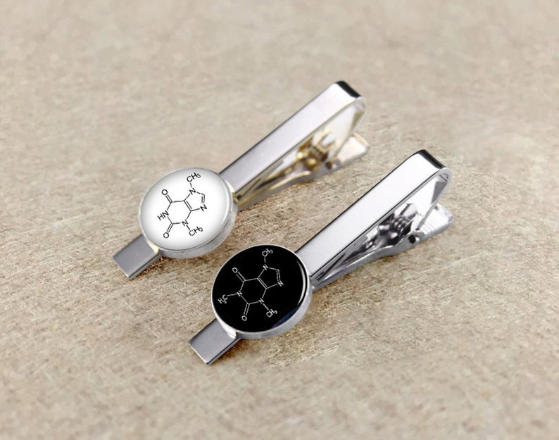 Tie Clips,Wedding tie clips coffee wedding clips tie clips tie pin tie pins tie clips,Caffeine symbol clips,Molecular formula tie tack