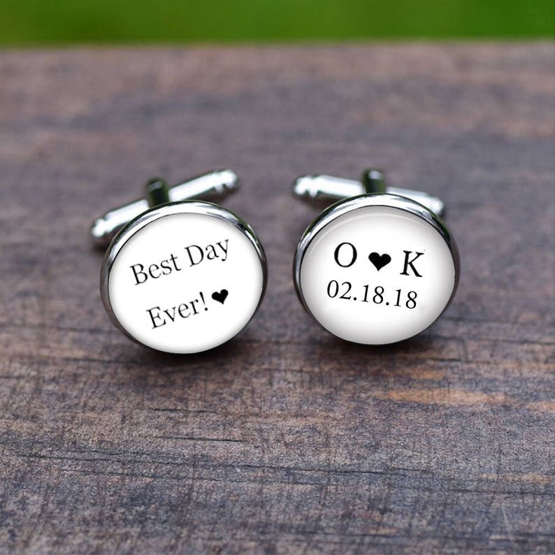 Best Day Ever cufflinks special Cufflinks Wedding Gift Personalized Groomsman gifts Custom Groom Cufflinks Custom Date and initial
