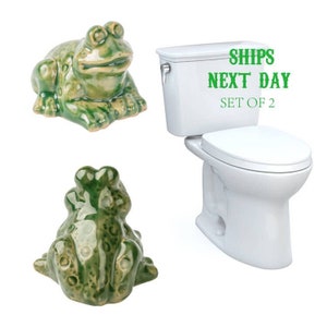 Toilet Bolt Caps,Personalized Ceramic Toilet Bolt Cover, Bathroom Decoration,House Warming Gift Set of 2 Green Frog Bolt Cap Easy to Install