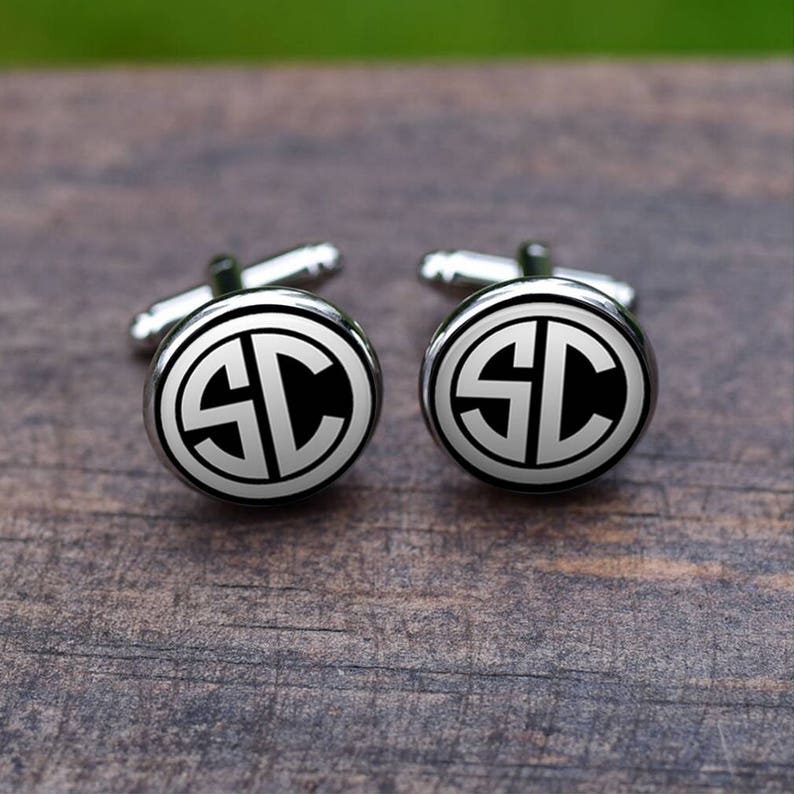 groomsmen Cufflinks tie bar tie pin Accessories Monogrammed cufflinks and tie clip Silver Personalized Gift initial letter studs