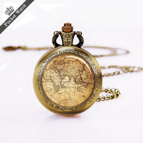 PocketWatch vintage map pocket Watch world map pocket Etsy
