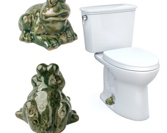 Cache-boulons de toilette, cache-boulon de toilette en céramique personnalisé, décoration de salle de bain, cadeau de pendaison de crémaillère, lot de 2 bouchons de boulon grenouille vert facile à installer