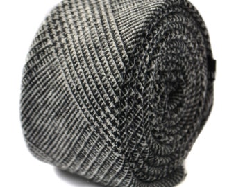 Frederick Thomas mens wool tweed tie in black and white herringbone FT2137