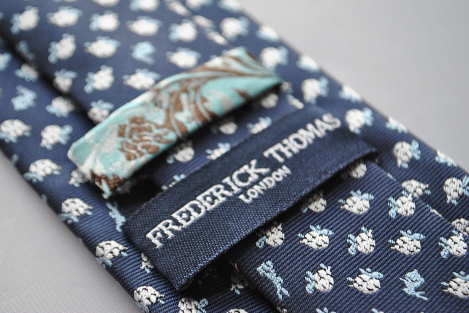 Navy Tie With Hare and Tortoise Embroidered Design With Floral - Etsy UK