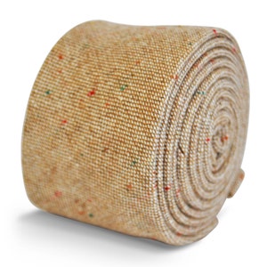Frederick Thomas mens wool tweed tie in beige with multi coloured flecks FT3141