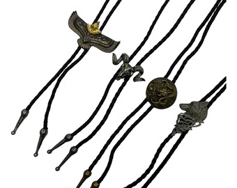 Vintage Western Bolo Tie | Cowboy Leather Cord Necklace | Unisex Country Wedding Jewelry | Wild West Pendant |Western Rodeo Outfit Accessory