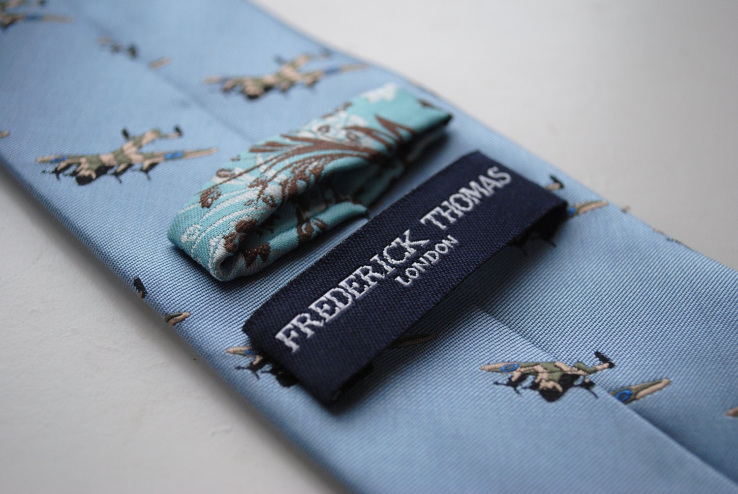 Light Blue Tie With Lancaster Bomber Plane Embroidered Design | Etsy