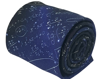 Frederick Thomas navy dark blue starry sky style maths equations algebra einstein mens cotton tie