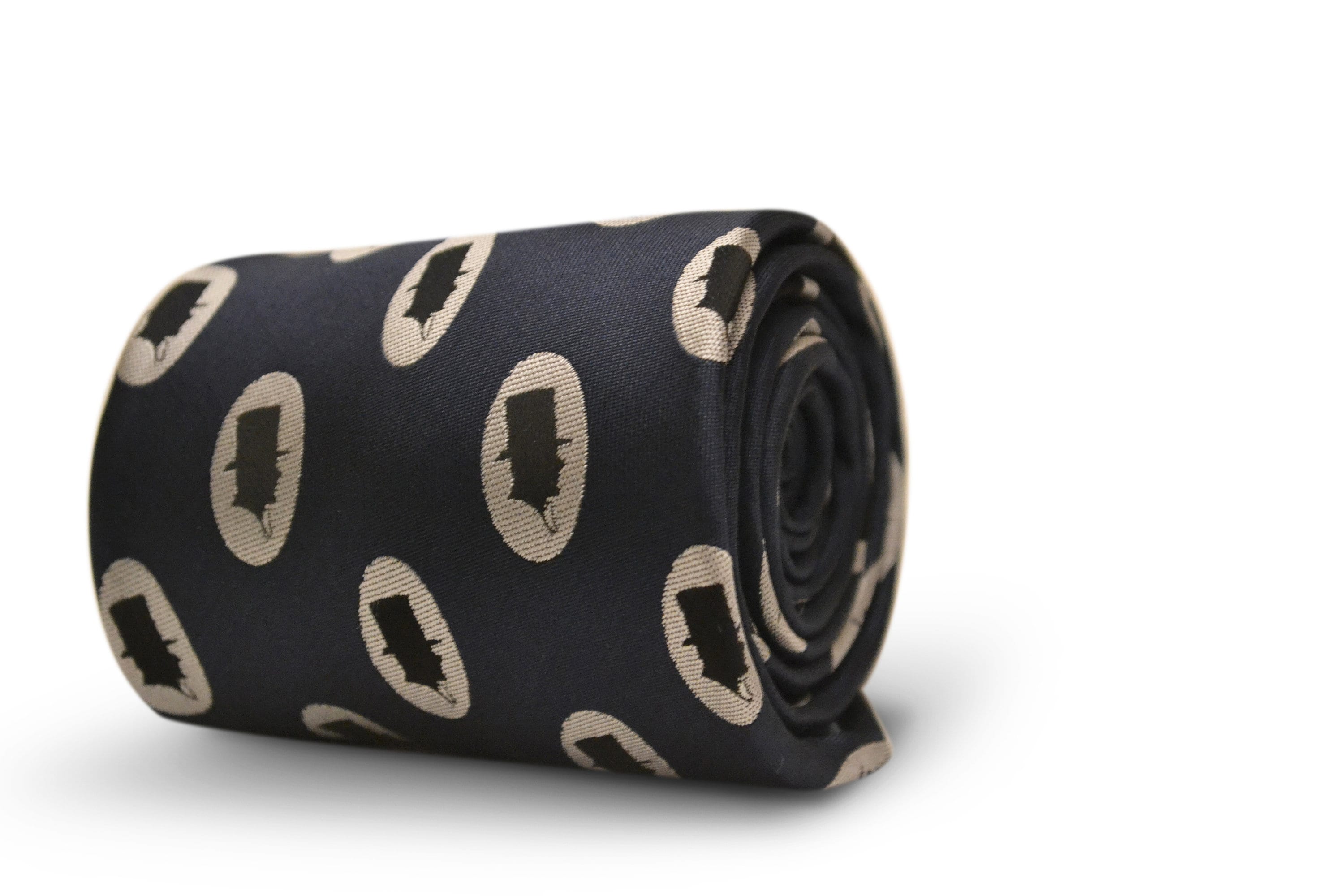 navy blue mens tie with elephant silhouette by Frederick Thomas FT3219
