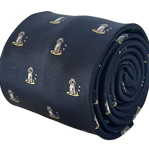 navy blue tie with raccoon design Trash panda racoon by Frederick Thomas