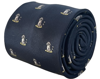 navy blue tie with raccoon design Trash panda racoon by Frederick Thomas