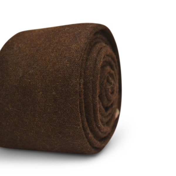 plain dark chocolate brown tweed wool tie by Frederick Thomas FT3495