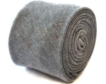 Corbata delgada de lino gris pálido moteado de Frederick Thomas FT1901