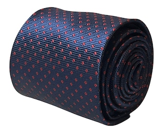 mens tie navy dark blue red pin spot classic office wedding design by Frederick Thomas