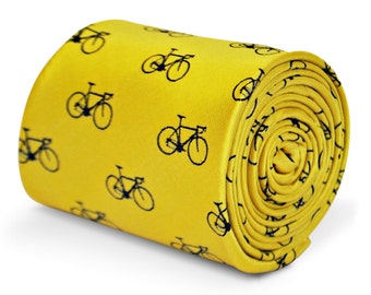 yellow tie with bicycle design  by Frederick Thomas FT3215