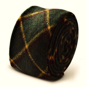 Frederick Thomas mens wool tie in dark bottle juniper green checked FT3378