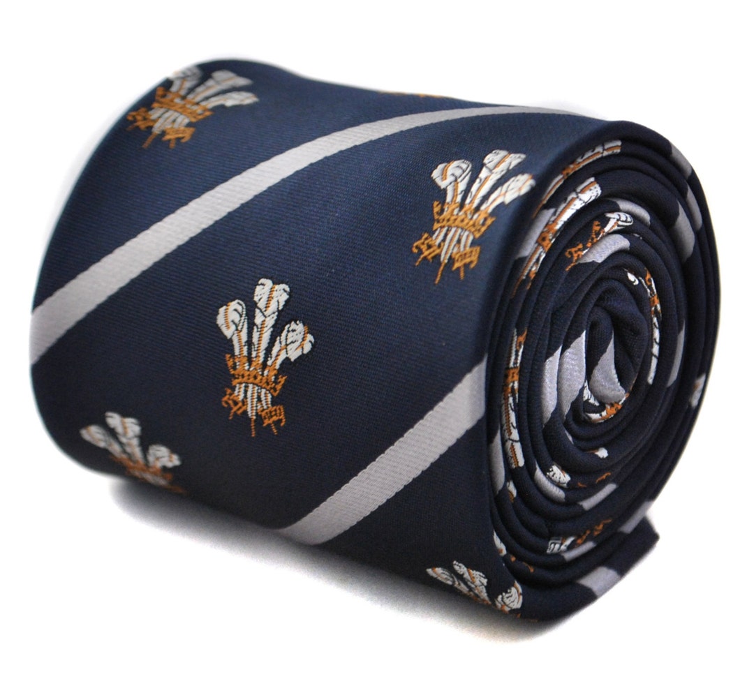 Navy Prince of Wales Feathers Tie With White Stripe With - Etsy
