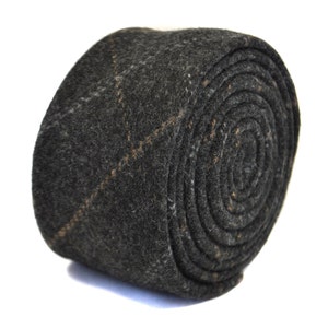 grey check 100% tweed wool tie by Frederick Thomas FT2170