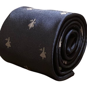 navy men-s tie with concorde airplane aeroplane embroidered design by Frederick Thomas