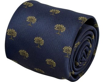 Navy Blue Olive Tree Tie, Olive Grove Nature Necktie, Mediterranean Botanical Gift for Men, 8cm Tie – Frederick Thomas Ties