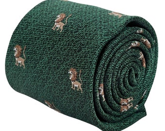 emerald forest dark green lion design tie by Frederick Thomas