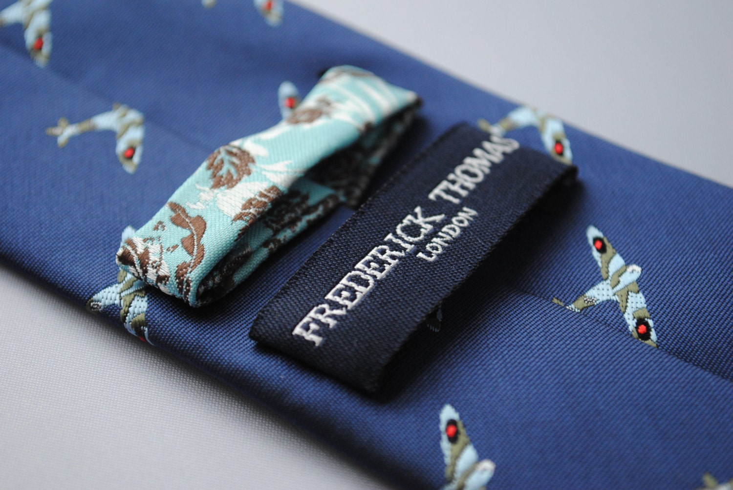 Navy Tie With Spitfire Plane Embroidered Design With Signature - Etsy