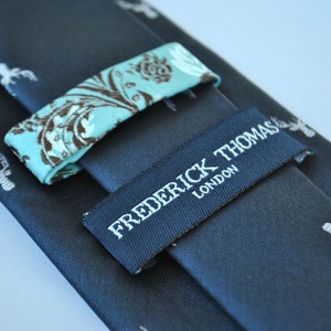 Navy Blue Tie With White Deer Head Design by Frederick Thomas FT1919 ...