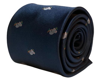 navy men-s tie with cute koala bear embroidered design by Frederick Thomas