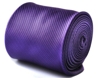 plain cadbury purple tie with signature floral design to rear by Frederick Thomas FT712