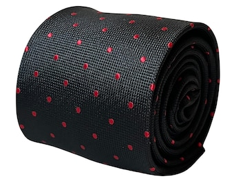 mens tie black red pin spot wedding classic funeral by Frederick Thomas