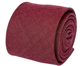 Frederick Thomas red herringbone cotton mens tie