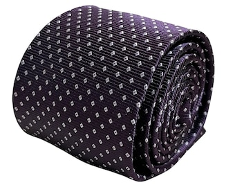 Cravatta da uomo blu navy con ricamo a forma di quadrifoglio