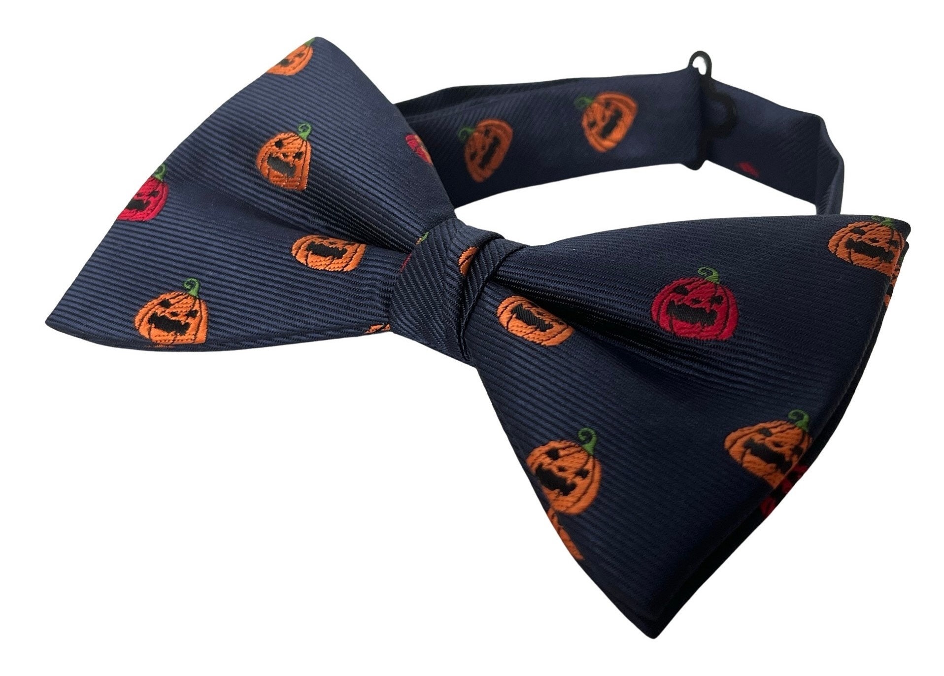 Frederick Thomas marine donkerblauwe vlinderdas voor volwassenen met eigenzinnige pompoen halloween-ontwerp klassieke dickie vader heren luxe