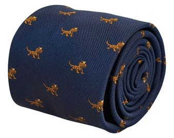 Bearded Dragon Tie, Navy Blue Reptile Lizard Necktie, Novelty Animal Tie, Bearded Dragon Gift for Men – Frederick Thomas Ties